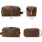Trousse de toilette cuir personnalisable vue de profil – Trousse de Toilette Cuir Personnalisable Sogaïa™ | Sogaïa