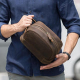 Trousse de toilette cuir homme vue de face – Trousse de Toilette Cuir Homme Sogaïa™ | Sogaïa