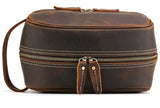 Trousse de toilette cuir homme marron vue de face – Trousse de Toilette Cuir Homme Sogaïa™ | Sogaïa