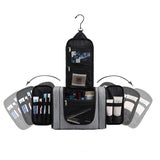 Trousse de toilette à suspendre triple compartiment beige vue de face – Trousse de Toilette à Suspendre Triple Compartiment Tuowang™ | Sogaïa