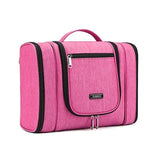 Trousse de toilette à suspendre triple compartiment rose vue de face – Trousse de Toilette à Suspendre Triple Compartiment Tuowang™ | Sogaïa