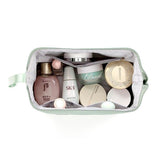 Trousse de maquillage grande ouverture double compartiment vert vue de face – Trousse de Maquillage avec Grande Ouverture et Double Compartiment | Sogaïa
