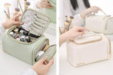 Trousse de toilette avec rangement gris vue de face – Trousse de Toilette avec Rangement | Sogaïa