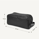 Trousse de toilette en cuir tressé homme détail tressage – Trousse de Toilette en Cuir Tressé pour Homme Roldan™ | Sogaïa