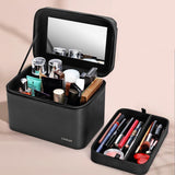 Vanity maquillage rigide grand miroir ouvert – Vanity Maquillage Rigide Grand Miroir Caseley™ | Sogaïa