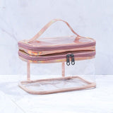 Trousse transparente femme beige vue de face – Trousse Transparente pour Femme | Sogaïa