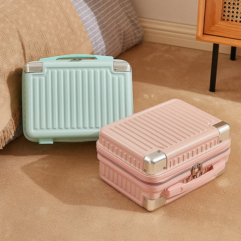Vanity de voyage valise vert et rose vue de face – Vanity de Voyage Valise | Sogaïa