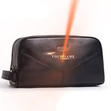 Trousse de toilette homme cuir personnalisée noir vue de face – Trousse de Toilette Homme en Cuir Personnalisée Sogaïa™ | Sogaïa