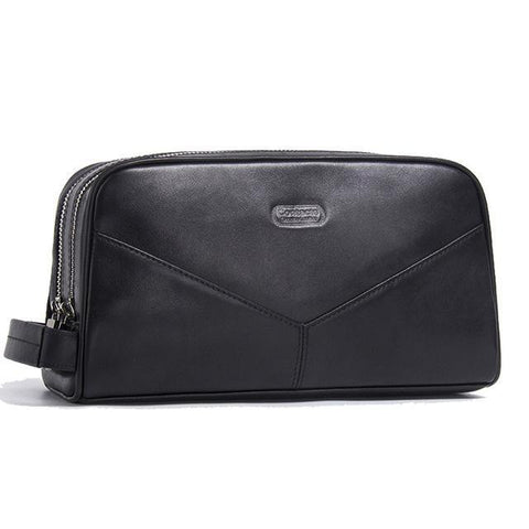 Borsa da toilette in pelle nera