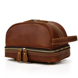 Trousse de toilette cuir homme noir vue de profil – Trousse de Toilette Cuir Homme Sogaïa™ | Sogaïa