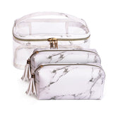 Trousse marbre blanc et transparent vue de face – Trousse Marbre | Sogaïa