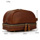 Trousse de toilette cuir homme bordeaux vue de profil – Trousse de Toilette Cuir Homme Sogaïa™ | Sogaïa