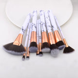 Pinceaux de maquillage couleur marbre bleu vue de face – Pinceaux de Maquillage Couleur Marbre | Sogaïa