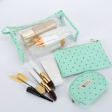 Ensemble trousse de maquillage transparent vert vue de face – Ensemble Trousse de Maquillage | Sogaïa