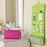 Trousse de toilette de voyage femme à suspendre marron vue de face – Trousse de Toilette de Voyage Femme à Suspendre | Sogaïa