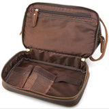 Trousse de toilette cuir homme kaki vue de face – Trousse de Toilette Cuir Homme Sogaïa™ | Sogaïa