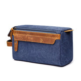 Trousse de Toilette Vintage Homme bleu Toile et Cuir | Sogaïa