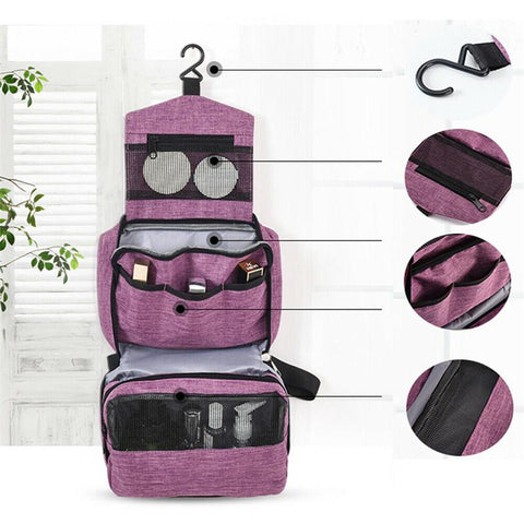 Trousse de toilette pliable à suspendre vue de profil – Trousse de Toilette Pliable à Suspendre | Sogaïa