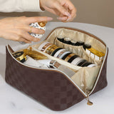 Trousse de toilette compartimentée rose vue de face – Trousse de Toilette Compartimentée Tuowang™ | Sogaïa